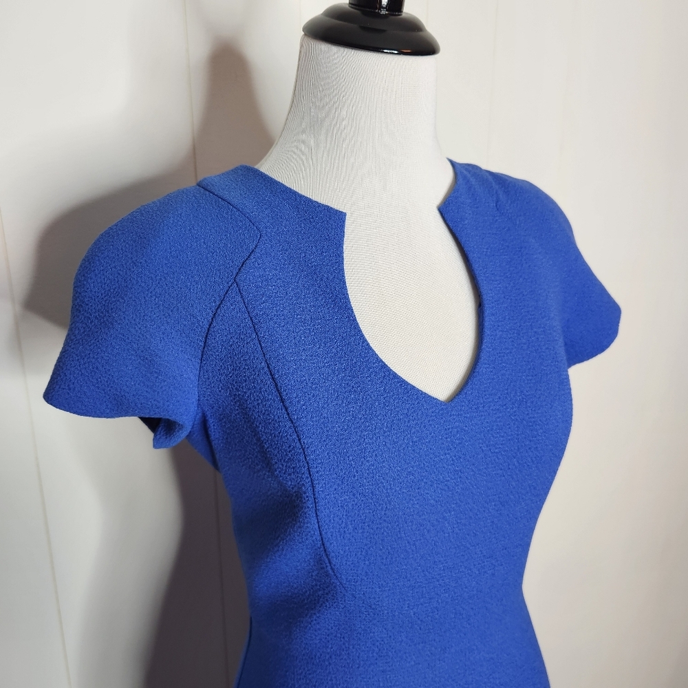Black Halo Cobalt Blue Fitted Sheath Dress - Picture 3 of 8